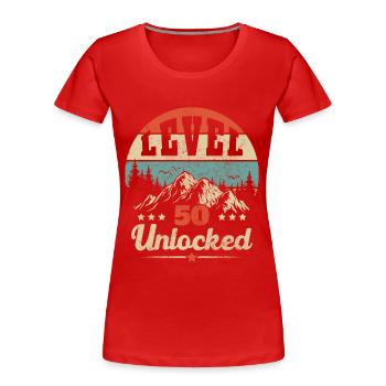 Niveau 50 Débloqué - T-shirt bio Premium Femme - rouge - Devant - Mia (176cm)