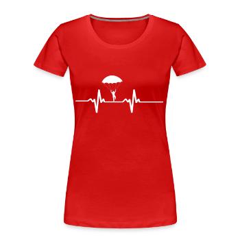 Fallschirm Fallschirmsprung Shirt Herzschlag mann - Frauen Premium Bio T-Shirt - Rot - Vorne - Mia (176cm)