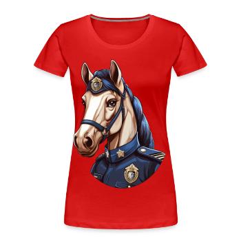 Cheval de police - T-shirt bio Premium Femme - rouge - Devant - Mia (176cm)