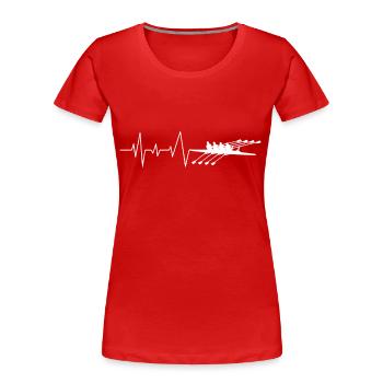 Battement Coeur Aviron Avironneur Cadeau Rameur - T-shirt bio Premium Femme - rouge - Devant - Mia (176cm)