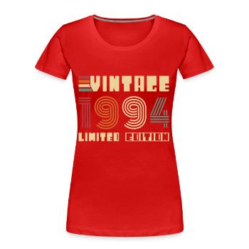 Original 1994 Vintage Vintage Birthday Gift - Women's Premium Organic T-Shirt - red - Front - Mia (176cm)