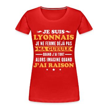 Humor Lyonnais Ich halte nicht den Mund - Frauen Premium Bio T-Shirt - Rot - Vorne - Mia (176cm)