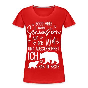 So viele Schwestern Eisbären Beste große Schwester - Frauen Premium Bio T-Shirt - Rot - Vorne - Mia (176cm)