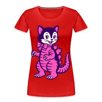 Monster Cat - Frauen Premium Bio T-Shirt - Rot - Vorne - Mia (176cm)