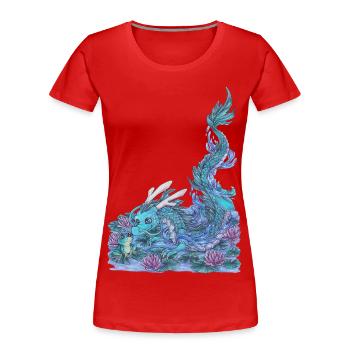 Lake Water Dragon Gift Manga Dragon Frog - Women's Premium Organic T-Shirt - red - Front - Mia (176cm)