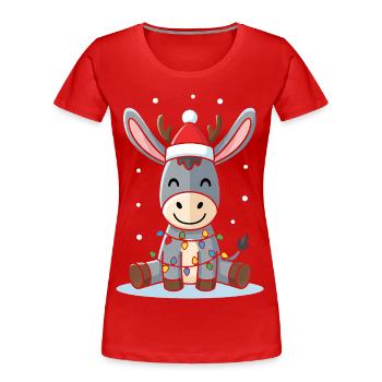 Cute Donkey Elf Christmas Gift Cute Wint - Women's Premium Organic T-Shirt - red - Front - Mia (176cm)