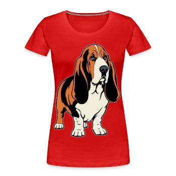 Basset Hound_Hund_stehend_farbig - Women's Premium Organic T-Shirt - red - Front - Mia (176cm)