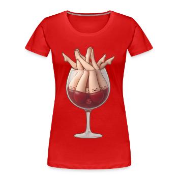 Whimsical Wine Glass Legs - Women's Premium Organic T-Shirt - red - Front - Mia (176cm)