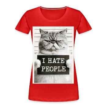 GrimmigerKater I HATE PEOPLE - Women's Premium Organic T-Shirt - red - Front - Mia (176cm)