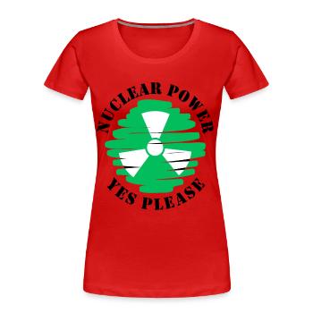 Atomkraft, Ja bitte, Kernenergie - Frauen Premium Bio T-Shirt - Rot - Vorne - Mia (176cm)