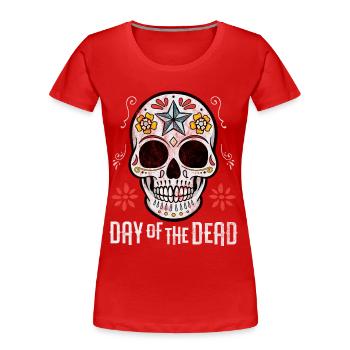 Sugar Skull Day of the dead - Women's Premium Organic T-Shirt - red - Front - Mia (176cm)