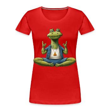 Crocodiles Yoga / Yogi Crocodile - Women's Premium Organic T-Shirt - red - Front - Mia (176cm)