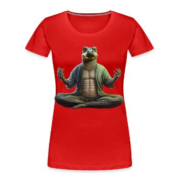 Yoga Krokodil - Frauen Premium Bio T-Shirt - Rot - Vorne - Mia (176cm)