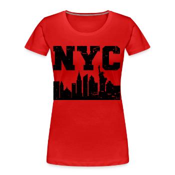 NYC New York Skyline - Frauen Premium Bio T-Shirt - Rot - Vorne - Mia (176cm)