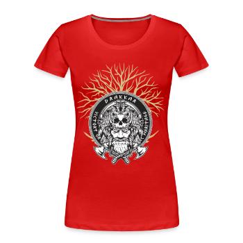 Viking Valhalla Guerrier Nordique Axe Yggdrasil - T-shirt bio Premium Femme - rouge - Devant - Mia (176cm)