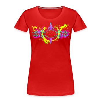 L.Gor Dolch Farbklecks - Frauen Premium Bio T-Shirt - Rot - Vorne - Mia (176cm)