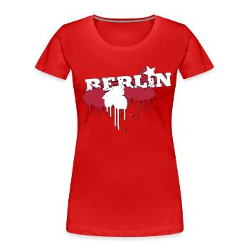 Farbkleckse Berliner Flagge - Frauen Premium Bio T-Shirt - Rot - Vorne - Mia (176cm)