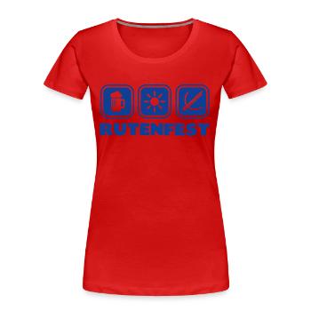 Rod Festival Ravensburg Bière Sun Arbalète - T-shirt bio Premium Femme - rouge - Devant - Mia (176cm)