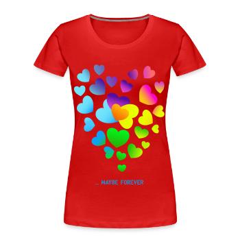 Grappes de cœurs colorés - T-shirt bio Premium Femme - rouge - Devant - Mia (176cm)