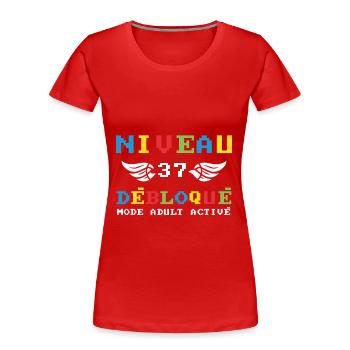 Niveau 37 Débloqué mode adult débloqué - T-shirt bio Premium Femme - rouge - Devant - Mia (176cm)