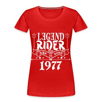 Legend rider Are born in 1977 - Women's Premium Organic T-Shirt - red - Front - Mia (176cm)