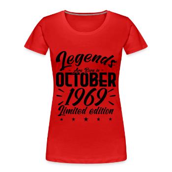 LEGENDS ARE BORN IN OKTOBER 1969 - Jubiläum gif - Frauen Premium Bio T-Shirt - Rot - Vorne - Mia (176cm)