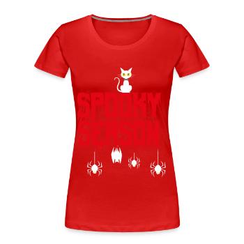 GRUSELIGE JAHRESZEIT . - Frauen Premium Bio T-Shirt - Rot - Vorne - Mia (176cm)