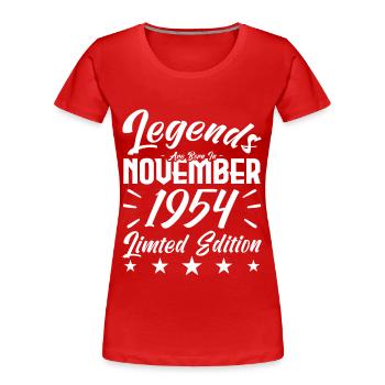 Legends are born in NOVEMBER 1954 anniversary gift - Women's Premium Organic T-Shirt - red - Front - Mia (176cm)