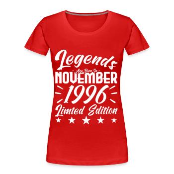 Legenden werden im November 1996 Jubiläumsgeschenk geboren - Frauen Premium Bio T-Shirt - Rot - Vorne - Mia (176cm)