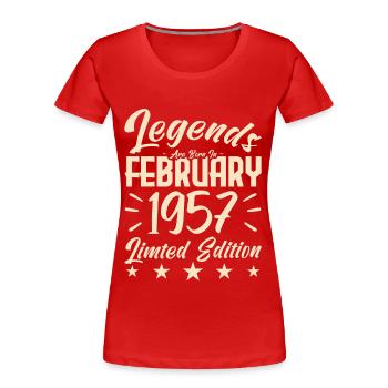 Born in February 1957. Birthday gift. - Women's Premium Organic T-Shirt - red - Front - Mia (176cm)