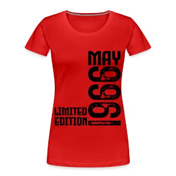 Gift May 1966. Anniversary May 1966. May 1966. - Women's Premium Organic T-Shirt - red - Front - Mia (176cm)