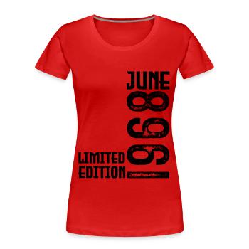 Gift June 1968 birthday June 1968. June 1968 - Women's Premium Organic T-Shirt - red - Front - Mia (176cm)