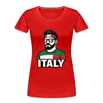 Italien Fan Design mit cooler Figur – Italy Look - Frauen Premium Bio T-Shirt - Rot - Vorne - Mia (176cm)