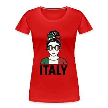 Italien Fan Design Frau – Italy Look mit Bandana - Frauen Premium Bio T-Shirt - Rot - Vorne - Mia (176cm)
