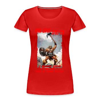 Odins Legacy his Son Forced in Fires of Destiny - Frauen Premium Bio T-Shirt - Rot - Vorne - Mia (176cm)