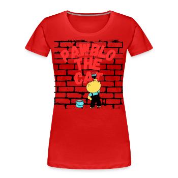 PAWBLO DIE KATZE - Frauen Premium Bio T-Shirt - Rot - Vorne - Mia (176cm)