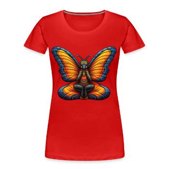 Schmetterlinge Yoga - Frauen Premium Bio T-Shirt - Rot - Vorne - Mia (176cm)