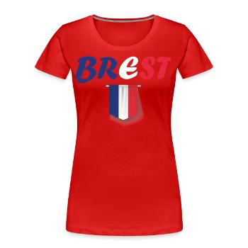 Brest - T-shirt bio Premium Femme - rouge - Devant - Mia (176cm)