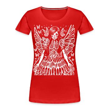 Fairycore Aesthetics Skeleton Fairy Goth Gothic G - Women's Premium Organic T-Shirt - red - Front - Mia (176cm)