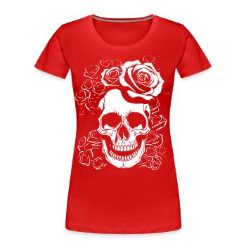 Horreur Crâne Crâne Art Crâne Gothique Heavy Metal - T-shirt bio Premium Femme - rouge - Devant - Mia (176cm)