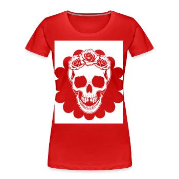Horreur Crâne Crâne Art Crâne Gothique Heavy Metal - T-shirt bio Premium Femme - rouge - Devant - Mia (176cm)