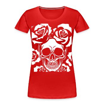 Horreur Crâne Crâne Art Crâne Gothique Heavy Metal - T-shirt bio Premium Femme - rouge - Devant - Mia (176cm)