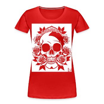 Horror Schädel Schädel Kunst Schädel Gothic Heavy Metal - Frauen Premium Bio T-Shirt - Rot - Vorne - Mia (176cm)