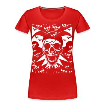 Horreur Crâne Crâne Art Crâne Gothique Heavy Metal - T-shirt bio Premium Femme - rouge - Devant - Mia (176cm)
