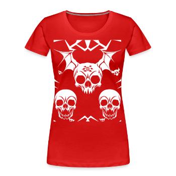 Horreur Crâne Crâne Art Crâne Gothique Heavy Metal - T-shirt bio Premium Femme - rouge - Devant - Mia (176cm)