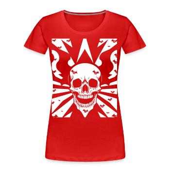 Horreur Crâne Crâne Art Crâne Gothique Heavy Metal - T-shirt bio Premium Femme - rouge - Devant - Mia (176cm)