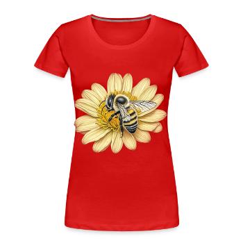 Süße Biene und gelbe Blume - Frauen Premium Bio T-Shirt - Rot - Vorne - Mia (176cm)