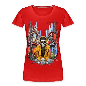 Skull City - Frauen Premium Bio T-Shirt - Rot - Vorne - Mia (176cm)
