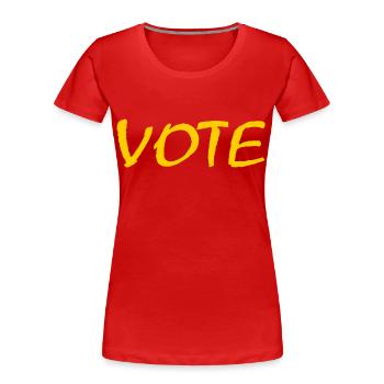 Vote - Frauen Premium Bio T-Shirt - Rot - Vorne - Mia (176cm)