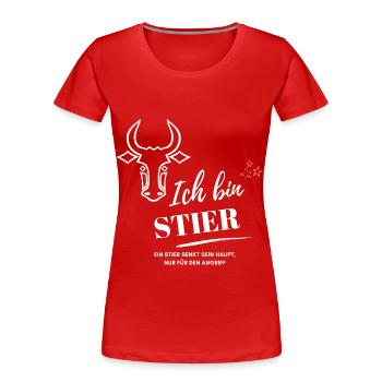 Ich bin Stier Sternzeichen Astrologie - Frauen Premium Bio T-Shirt - Rot - Vorne - Mia (176cm)